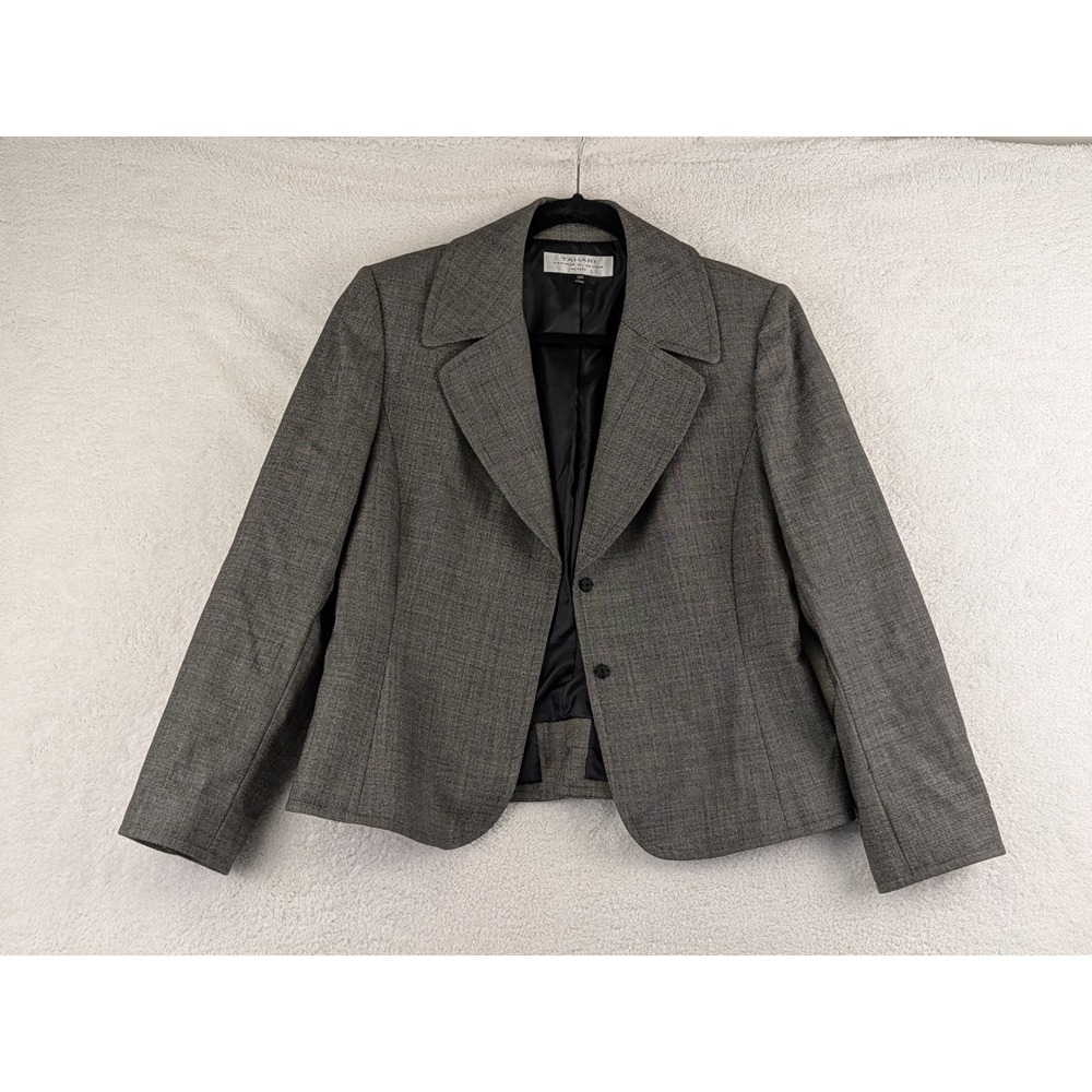 Tahari Arthur S. Levine Grey Textured Two Button Blazer Jacket Womens Size 12P